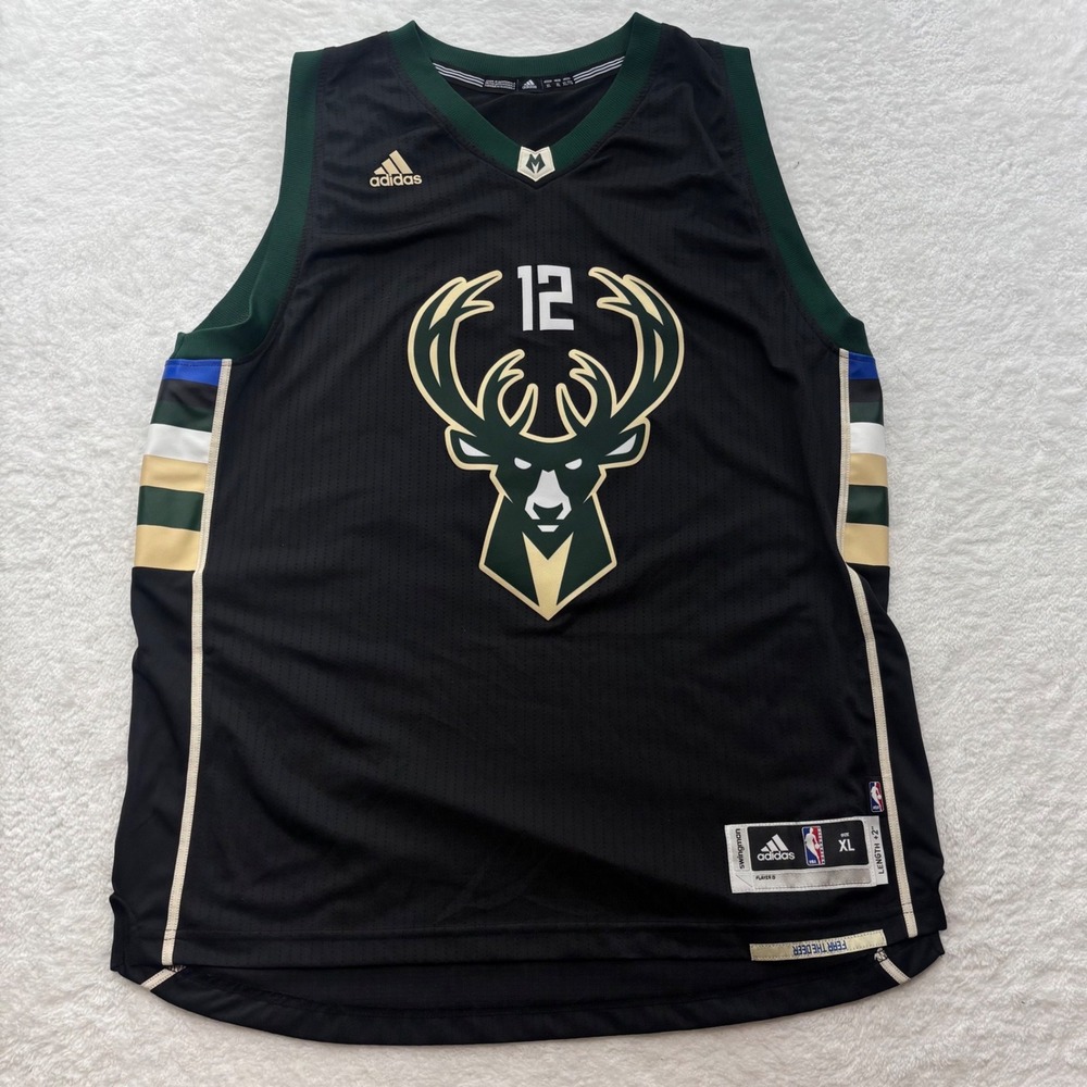 Adidas Milwaukee Bucks Jabari Parker 12 Swingman Jersey Black Mens XL +2 Length